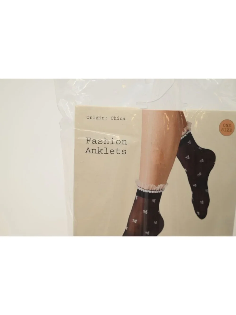 NIP A New Day Fashion Anklets 1 Pair One Size Black White Floral Ruffle Socks